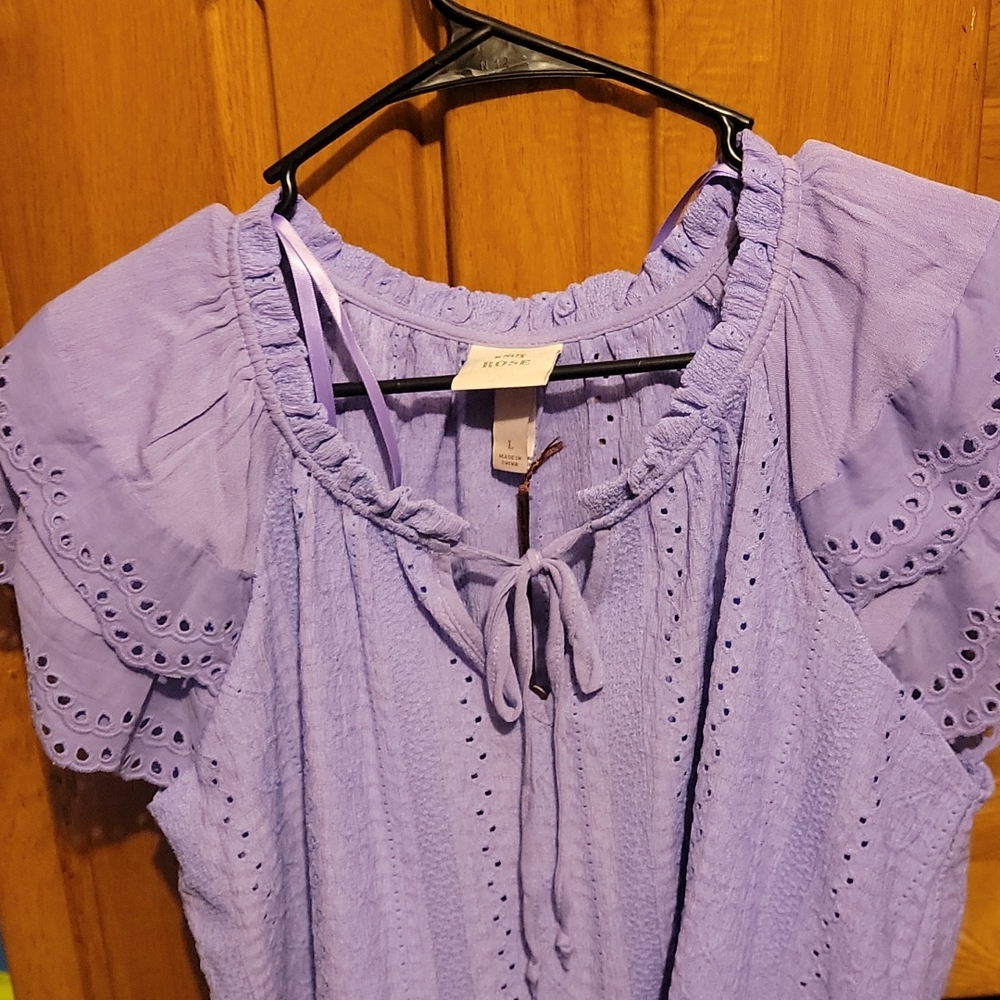 NWT SIZE L PURPLE BLOUSE - Picture 3 of 3